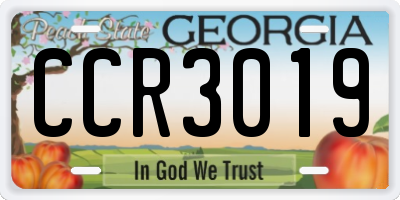 GA license plate CCR3019