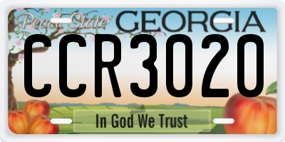 GA license plate CCR3020