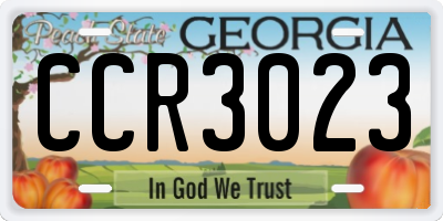 GA license plate CCR3023