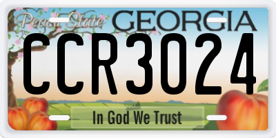 GA license plate CCR3024