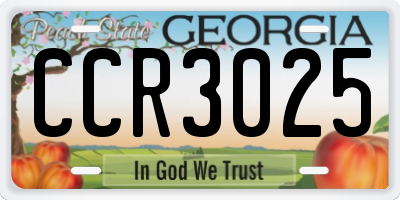 GA license plate CCR3025