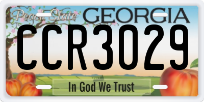 GA license plate CCR3029