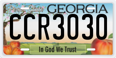 GA license plate CCR3030