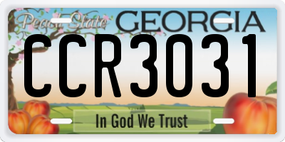 GA license plate CCR3031