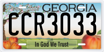 GA license plate CCR3033