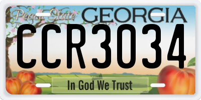 GA license plate CCR3034