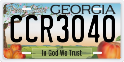 GA license plate CCR3040