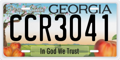 GA license plate CCR3041