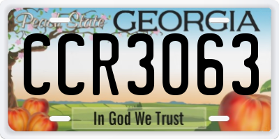 GA license plate CCR3063