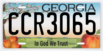 GA license plate CCR3065