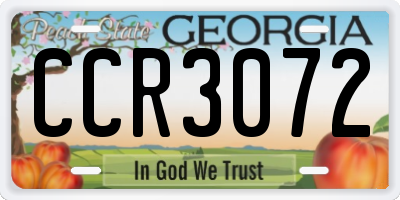 GA license plate CCR3072