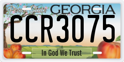 GA license plate CCR3075
