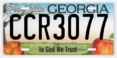 GA license plate CCR3077