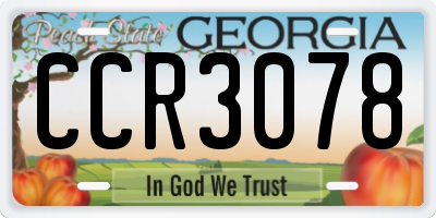 GA license plate CCR3078