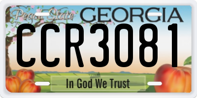GA license plate CCR3081