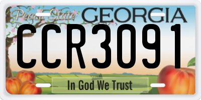 GA license plate CCR3091
