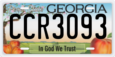 GA license plate CCR3093