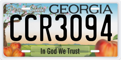 GA license plate CCR3094