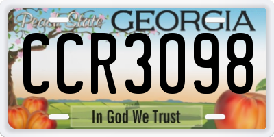GA license plate CCR3098