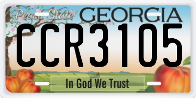 GA license plate CCR3105