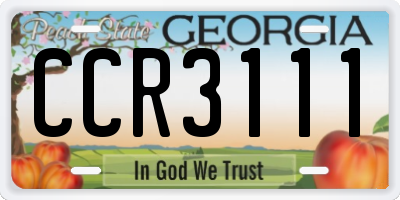 GA license plate CCR3111
