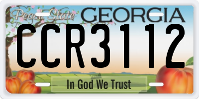 GA license plate CCR3112
