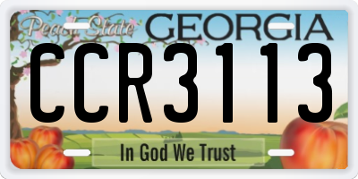 GA license plate CCR3113