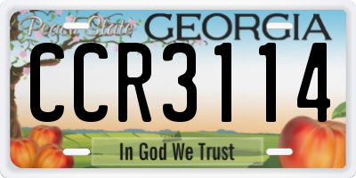 GA license plate CCR3114