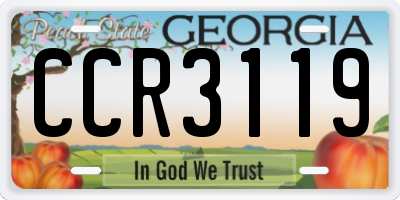 GA license plate CCR3119