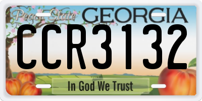 GA license plate CCR3132