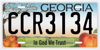 GA license plate CCR3134