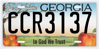 GA license plate CCR3137