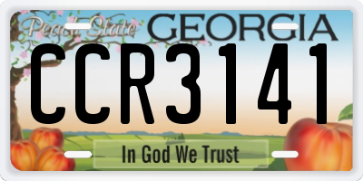 GA license plate CCR3141
