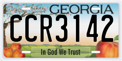 GA license plate CCR3142