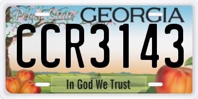 GA license plate CCR3143