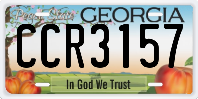 GA license plate CCR3157