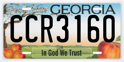 GA license plate CCR3160