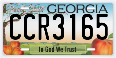 GA license plate CCR3165
