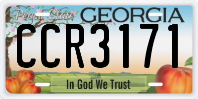 GA license plate CCR3171