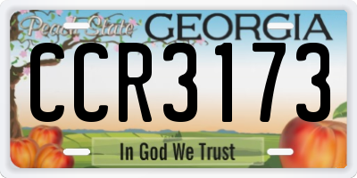 GA license plate CCR3173