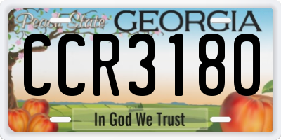 GA license plate CCR3180