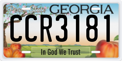 GA license plate CCR3181