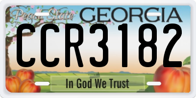 GA license plate CCR3182