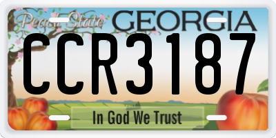 GA license plate CCR3187