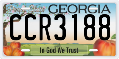 GA license plate CCR3188