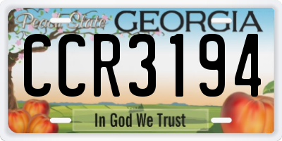GA license plate CCR3194