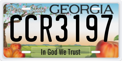 GA license plate CCR3197