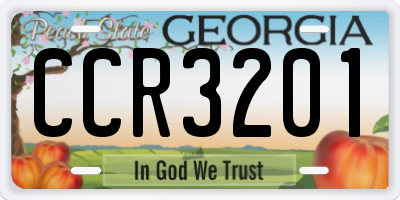 GA license plate CCR3201