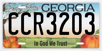 GA license plate CCR3203