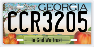 GA license plate CCR3205